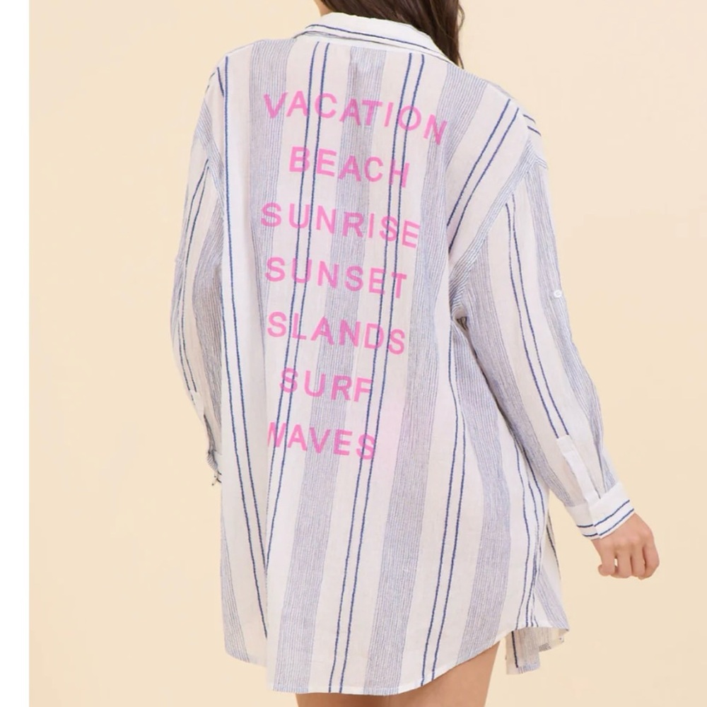 Surf Gypsy Blue and White Striped Shirt
